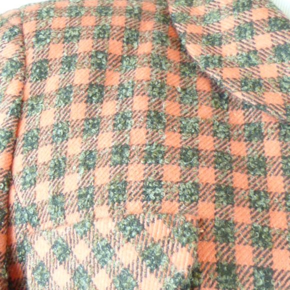 Koji Watanabe Style coral black check plaid 2 pc wool skirt suit Japan 6 - Picture 3 of 9